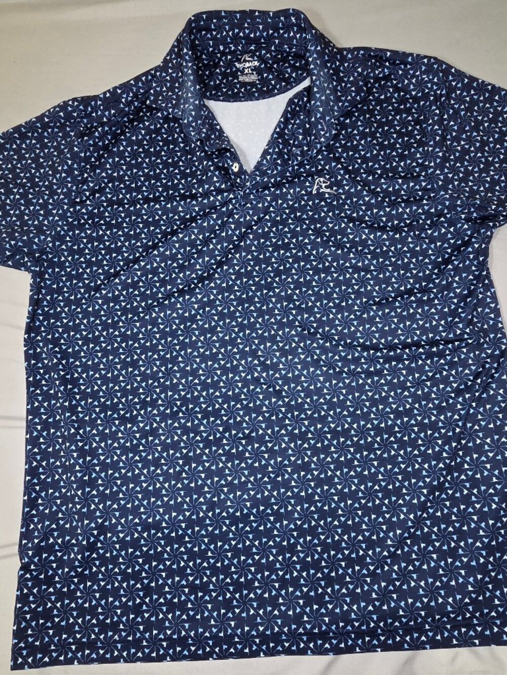 Rhoback Original Performance Polo XL Navy Geometric